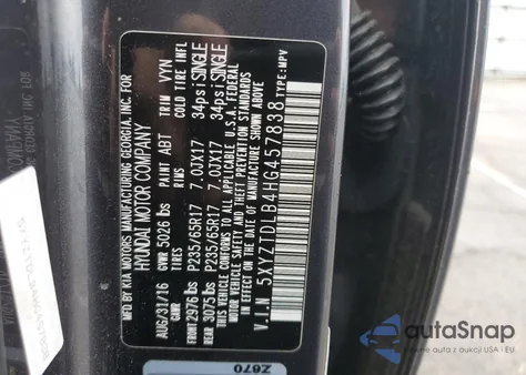 2017 Hyundai Santa Fe Sport from USA, damaged, VIN 5XYZTDLB4HG457838